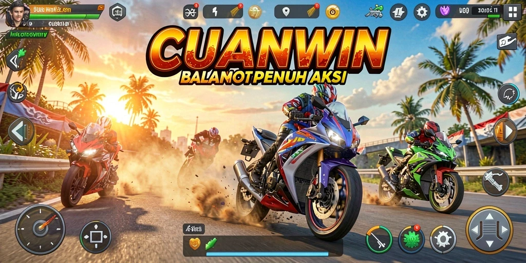 Tangkapan layar CUANWIN menunjukkan aksi mendebarkan balapan motor.