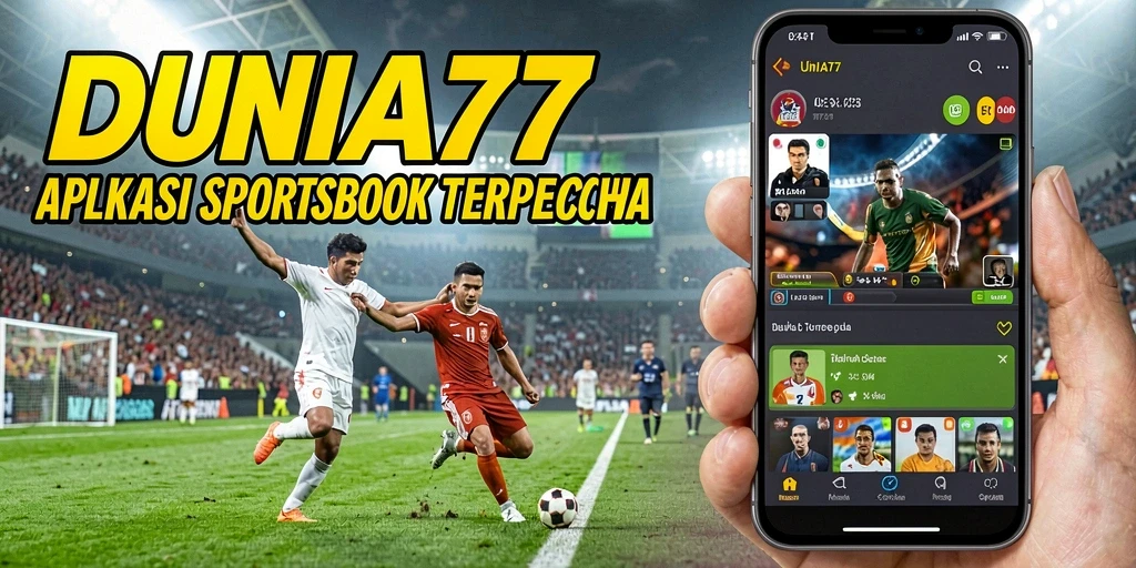 Tampilan gameplay utama DUNIA77 menampilkan berbagai pilihan taruhan olahraga.