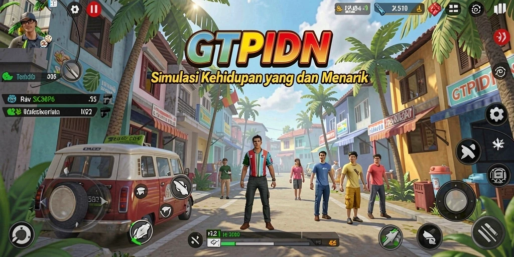 Screenshot GTPIDN menunjukkan gameplay kehidupan virtual yang mendalam.