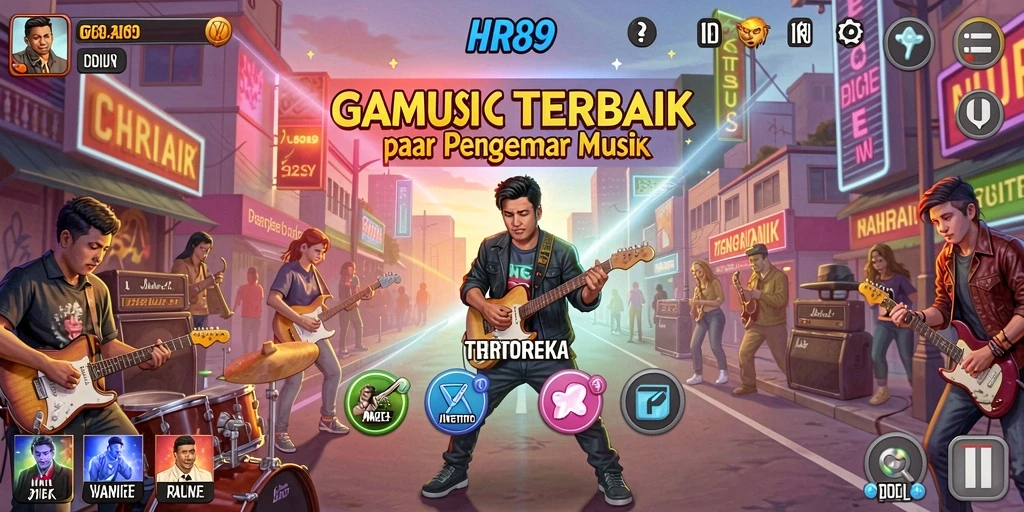 Screenshot gameplay HR89 menampilkan pengalaman bermain musik yang seru.