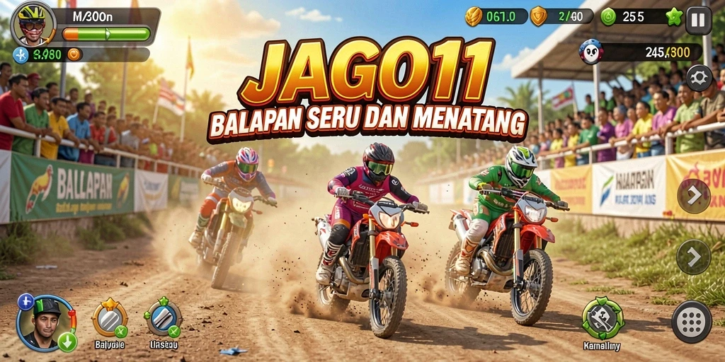 Tampilan seru balapan dalam JAGO11 dengan grafis mengesankan.