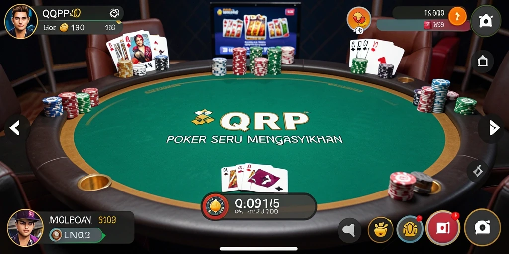Tampilan gameplay menarik dari QQRP dengan suasana poker yang menegangkan.