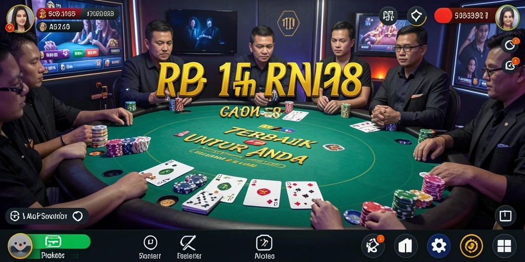 Screenshot utama RP8 menampilkan gameplay poker yang menarik.