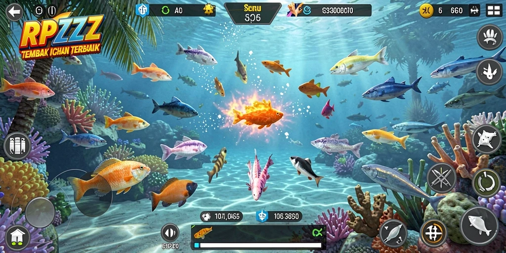 Gameplay seru menembak ikan di RPZZZ.
