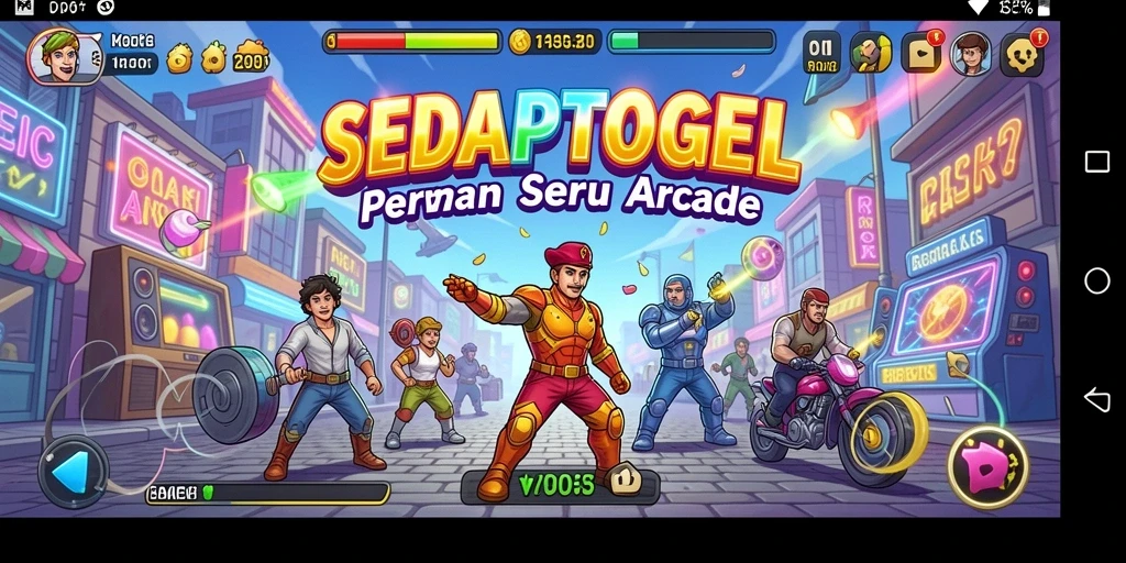 Screenshot gameplay SEDAPTOGEL yang penuh warna dan dinamis.