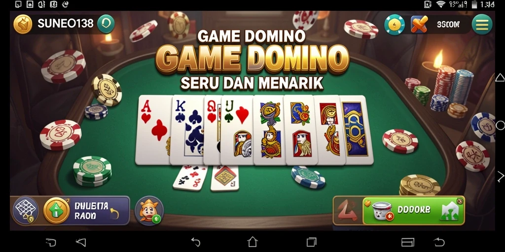 Tampilan gameplay SUNEO138 saat bermain Domino dengan pemain lain.