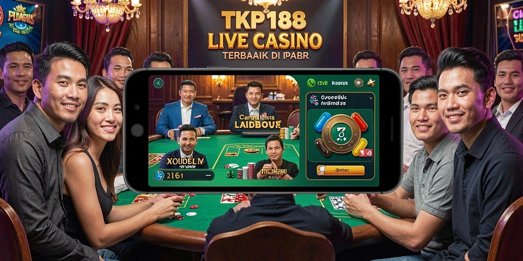 Screenshot gameplay TKP188 menampilkan dealer yang ramah dan suasana kasino yang mendebarkan.